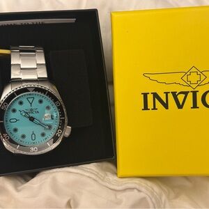 Invicta Silver Watch with Striking Blue Dial